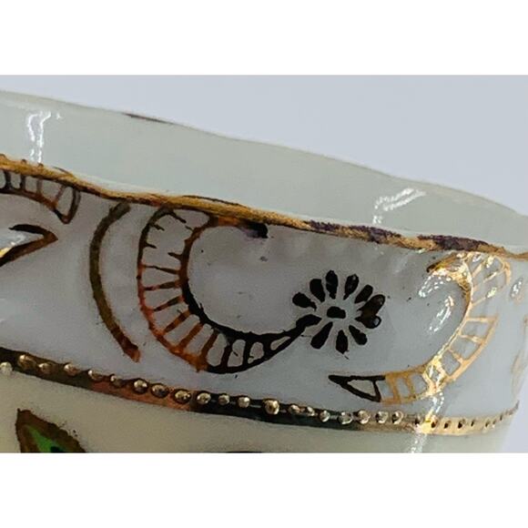 Wales China Japan Teacup Demitasse Hand Painted Beige Gold Green Rose Small - Picture 12 of 13